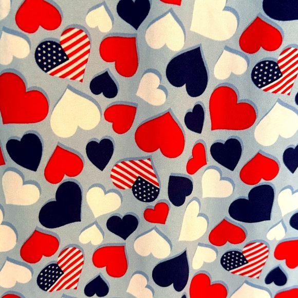 HEARTS Pajama Lounge Pants * size XXL 2X 2XL * Blue Red White * Heart and Flag * - Picture 4 of 9